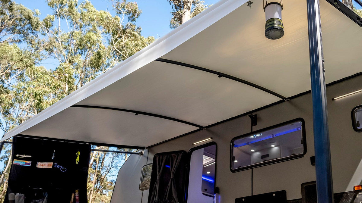 How a Curved Roof Rafter Stops Caravan Awning Sag & Wind Flap