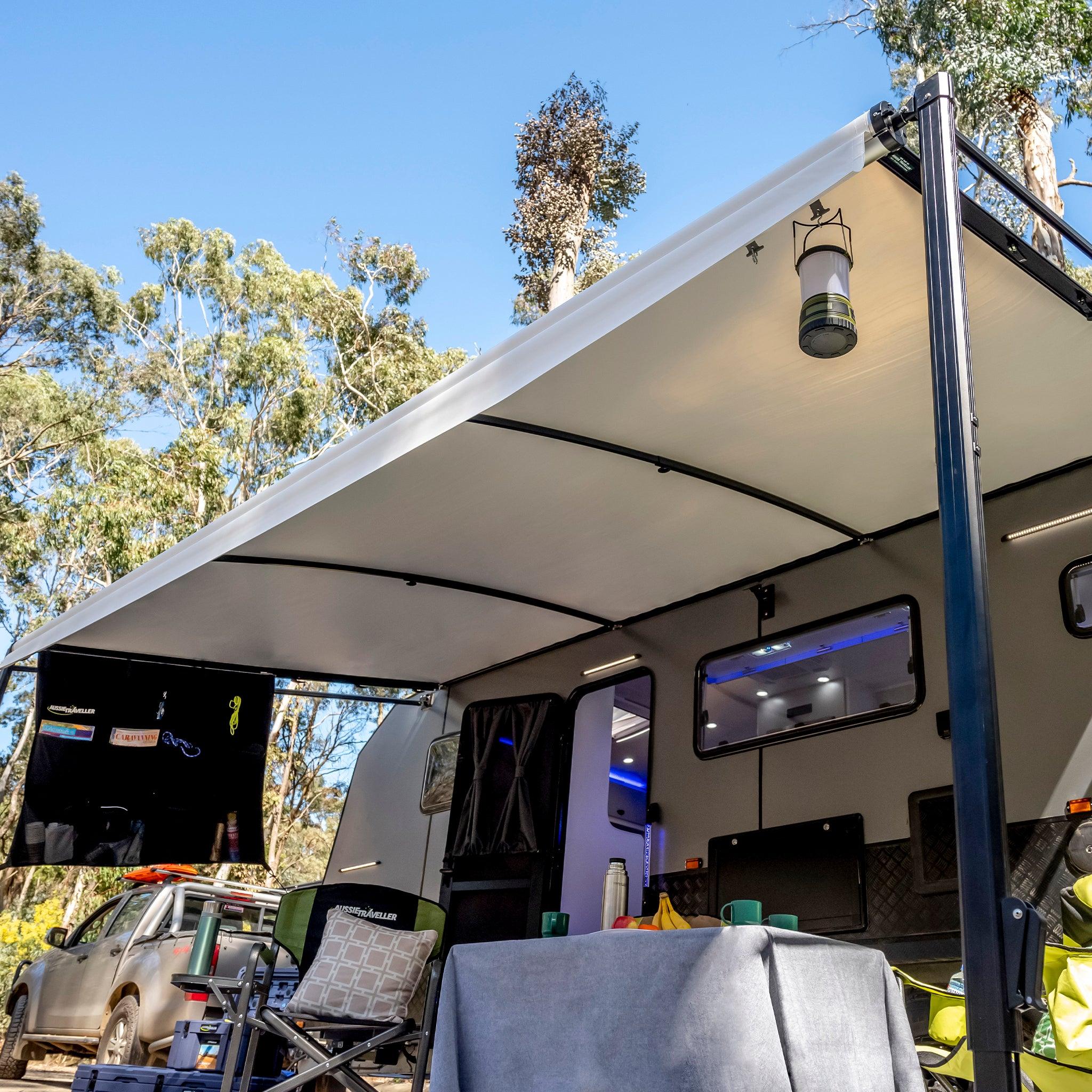 How a Curved Roof Rafter Stops Caravan Awning Sag & Wind Flap